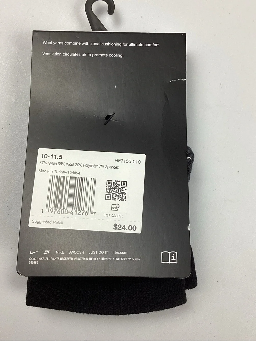 Nike Trail Running Dri-Fit Black Ankle Socks Men Size 10-11.5 NEW! Retail $24.
